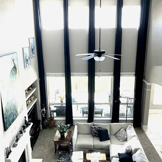 Ikiriska Blackout Extra Long Curtain. 12-24 ft Long Darkening Custom Made Drape (Black, 50" Wx288 L)