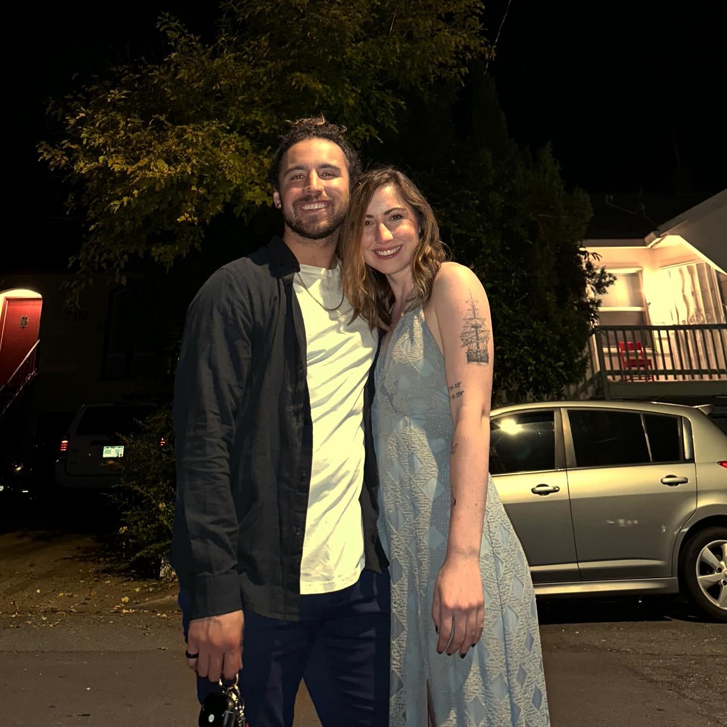 The first party we attended as a couple, 2 months in.