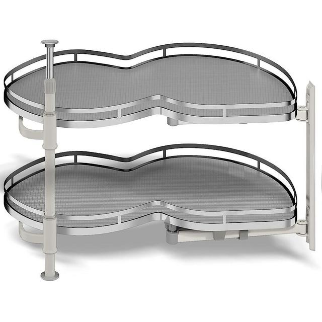 Kinchoix Blind Corner Cabinet Pull Out Organizer, Soft Close Swing Right Pull Out Cabinet Organizer 36inch, Corner Cabinet Lazy Susan for Corner Cabinet Blind Shelf, 2 Tiers Tray, Adjustable Height