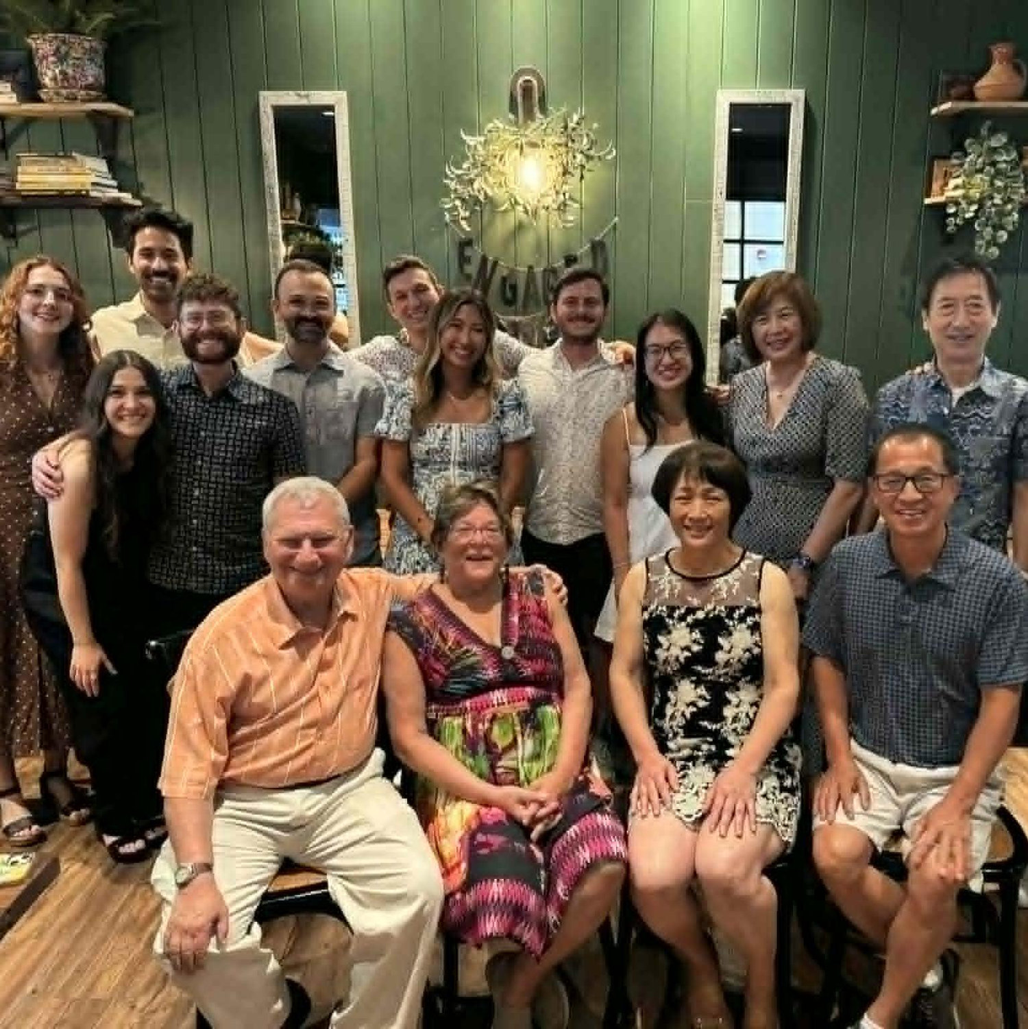 Family and friends celebrating our engagement