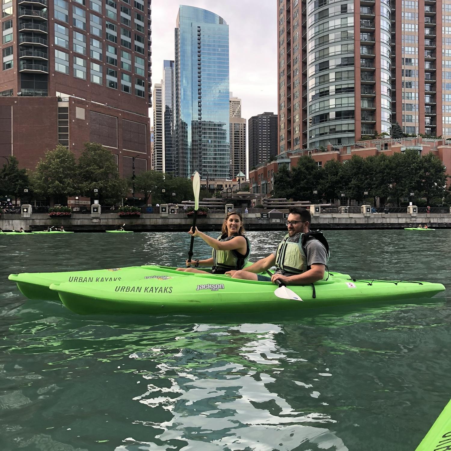 They kayaked the Chicago river with a friend who drove from Wisconsin!