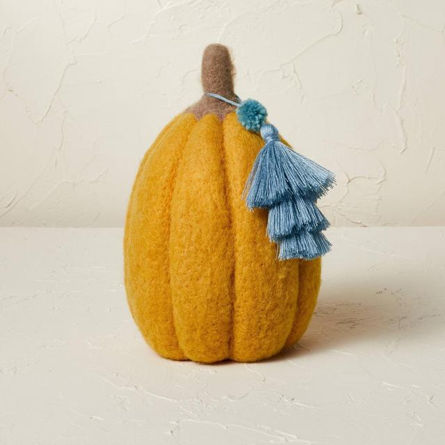 9" x 6" Felted Pumpkin Figurine Gold - Opalhouse™ designed with Jungalow™