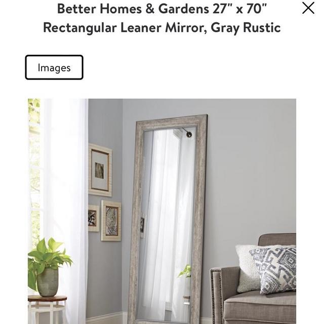 Better Homes & Gardens 27 x 70 Rectangular Leaner Mirror, Gray Rustic 