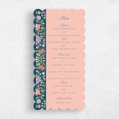 Pink Scalloped Wedding Menu - Suraya