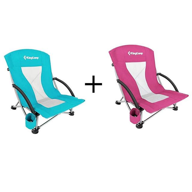 KingCamp Folding Beach Chair Cyan and Rose Red 2 Packs