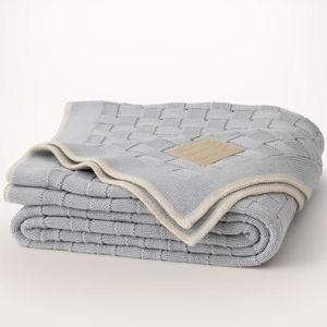 Basketweave Knit Throw Blanket - Shore/Sand