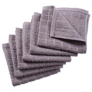 DII Cotton Terry Windowpane Dish Cloths, Set of 6, Solid Gray