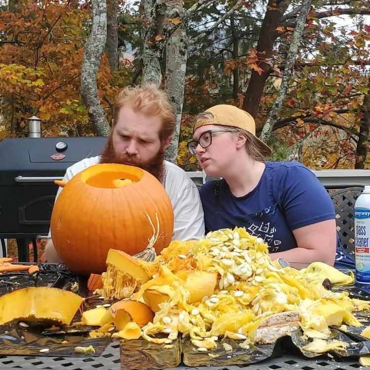Fall Family Fun Day again. They take pumpkin caring VERY seriously. October 2023