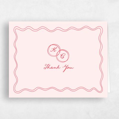 Pink Monogram Wedding Thank You - Cara Landscape