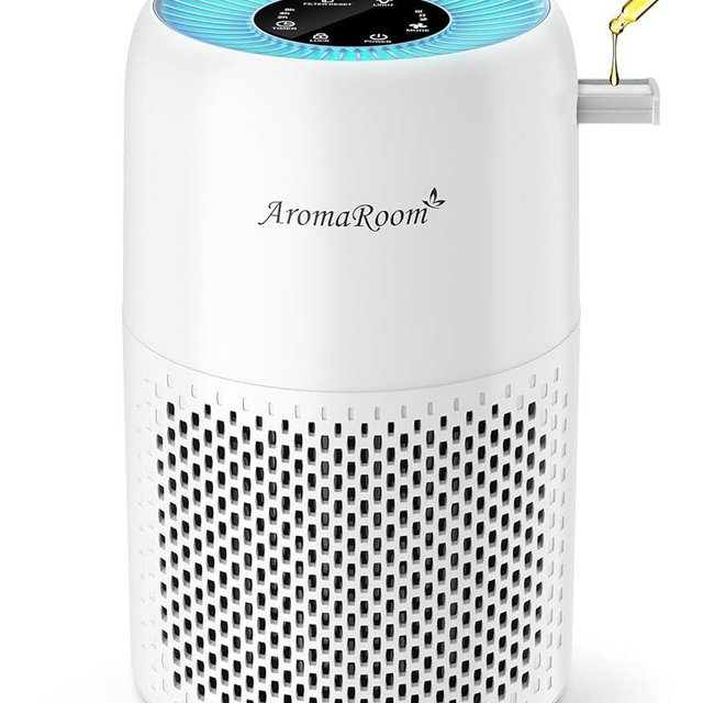 AromaRoom Air Purifiers for Bedroom with True HEPA13 Filters 3-in-1, Pet Air Purifier with Aroma Pad for Wildfires Smoke Pollen Dander, 22dB Quiet Air Cleaners for Baby Room Office Dorm (Blue Light)