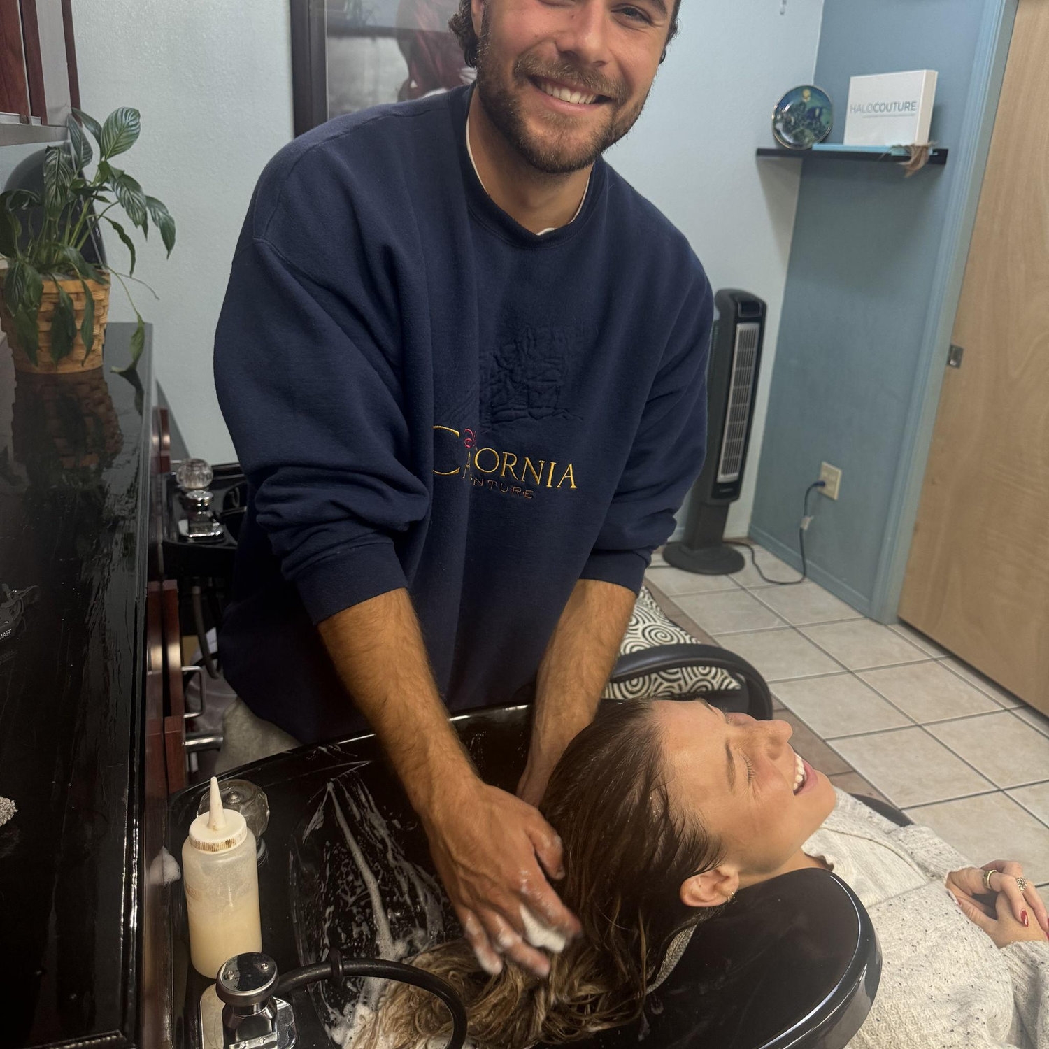 Visting my mom's Salon and Joe did my hair! haha