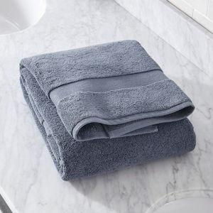 Organic Turkish Cotton Evening Blue Bath Towel | Crate and Barrel