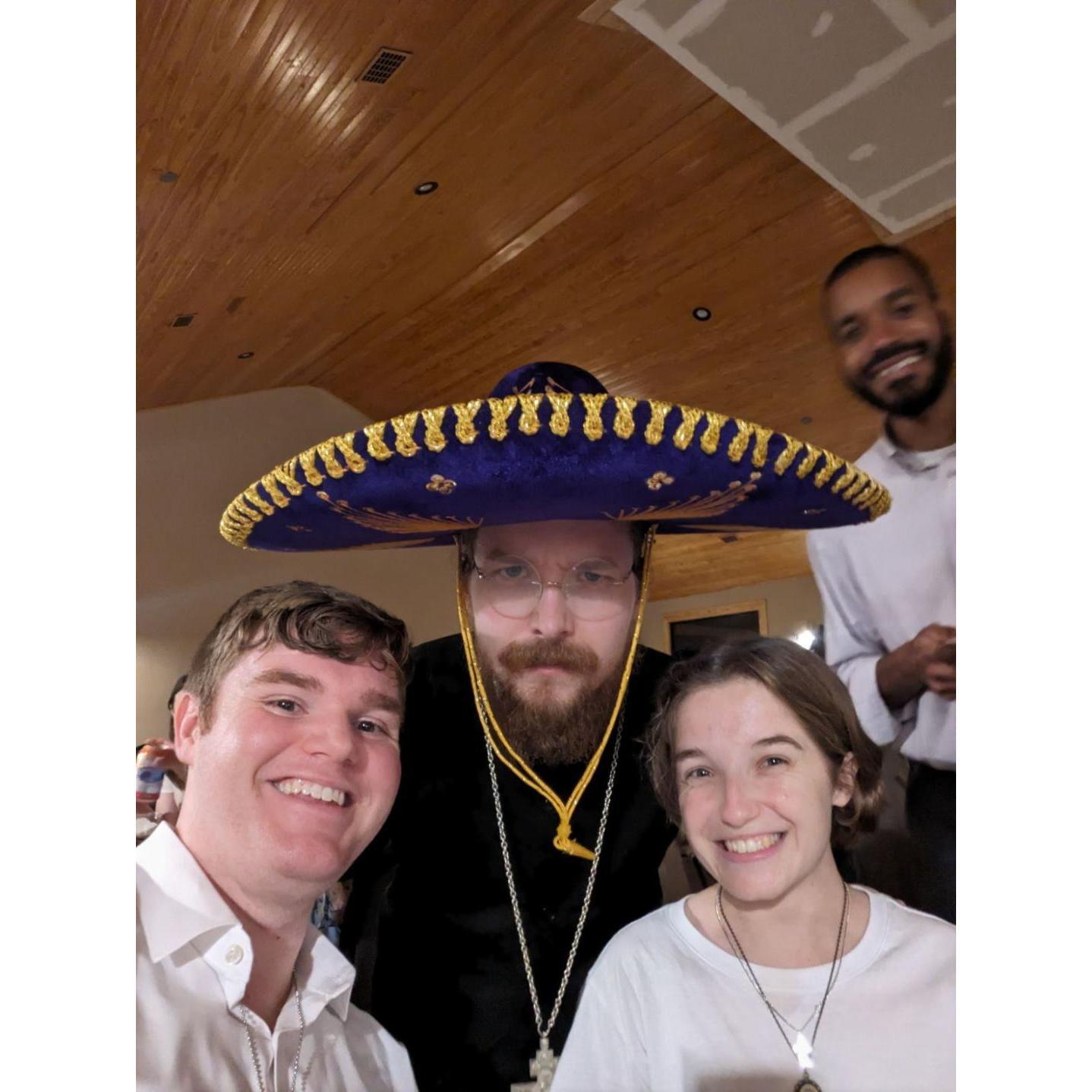 Celebrating Cinco de Pascha with a meal at 4am with Padre Alexander.