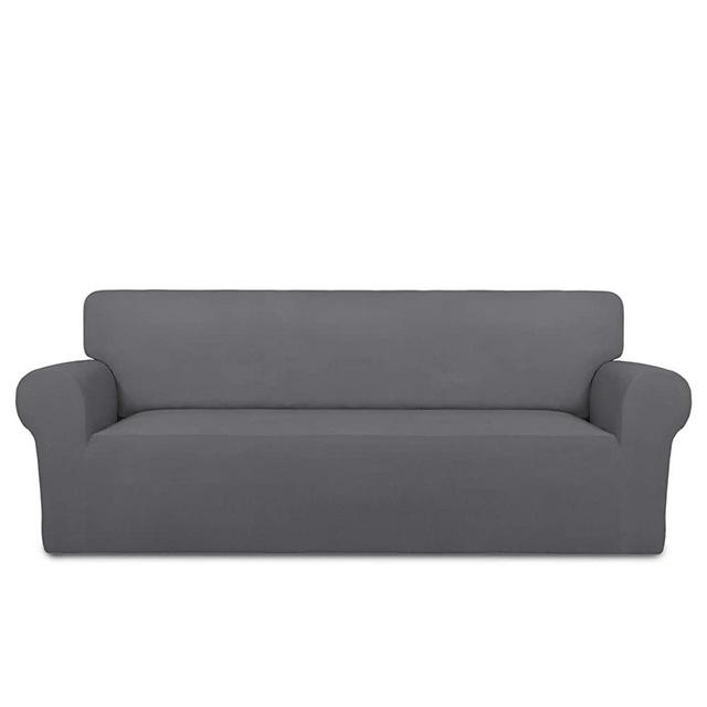 PureFit Super Stretch Chair Sofa Slipcover – Spandex Non Slip Soft Couch Sofa Cover, Washable Furniture Protector with Non Skid Foam and Elastic Bottom for Kids, Pets （Sofa， Gray ）