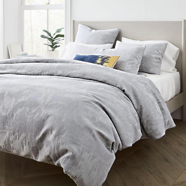 Tencel Cotton Ikat Matelasse Silver Gray, King & King Sham