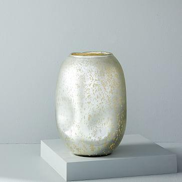Organic Mercury Candleholder, Large, Rounded, 10.25", Silver
