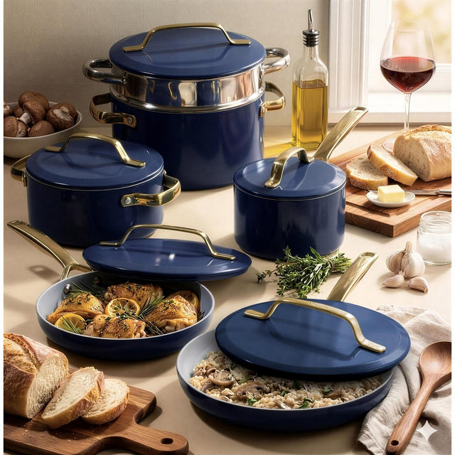 Gotham Steel Modern Collection Navy 11 Piecce Nonstick Ceramic Pots and Pans Cookware Set