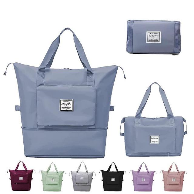 Pin Forest Large Capacity Folding Travel Bag, Dry and Wet Separation Multifunctional Sports Shoulder Bag, Foldable Travel Duffel Bag, Travel Lightweight Waterproof Carry Luggage Bag (Blue)