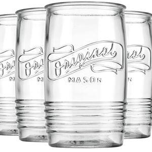 Glaver's Glass Tumbler Drinking Glasses Set of 4 – Genuine Artisan-Made Vintage Italian Original Mason – Elegant 20 Oz Clear Tumbler Glassware Set for Refreshing Drinks, Beverages, Iced Tea.