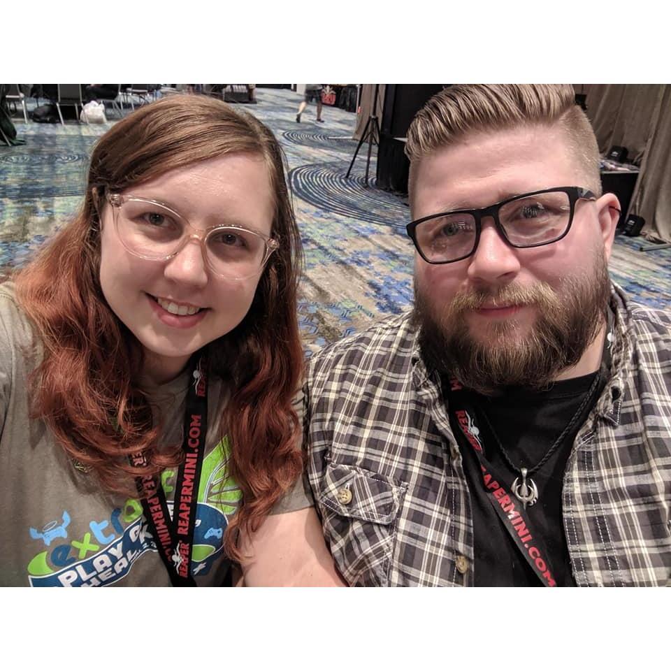 ReaperCon, 2019, Denton, TX. Amber and Matt share a love of miniature painting.