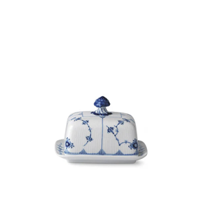 Blue Fluted Plain Butter Dish 14 Oz