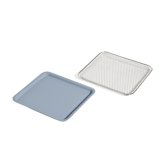 Our Place Wonder Oven Accessories Bundle - Extra Air Fryer Basket & Nonstick Ceramic-Coated Bake Pan | Oven Safe, Eco-Friendly | Blue Salt