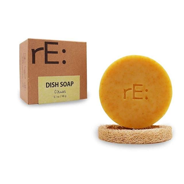 rE: Dish Washing Soap Bar Citrus (Loofah Holder Sponge Included) - Palm Oil Free, eco Friendly, Zero Waste, Plastic Free, Free of Artificial Dyes and Fragrance