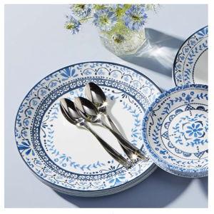 Corelle Vitrelle 18-Piece Service for 6 Dinnerware Set, Triple Layer Glass and Chip Resistant, Lightweight Round Plates and Bowls Set, Portofino