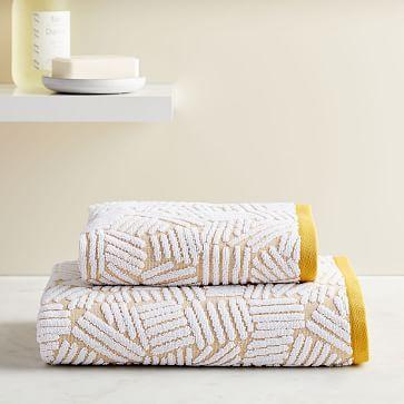 Organic Dashed Lines Sculpted Hand Towels - Dark Horseradish