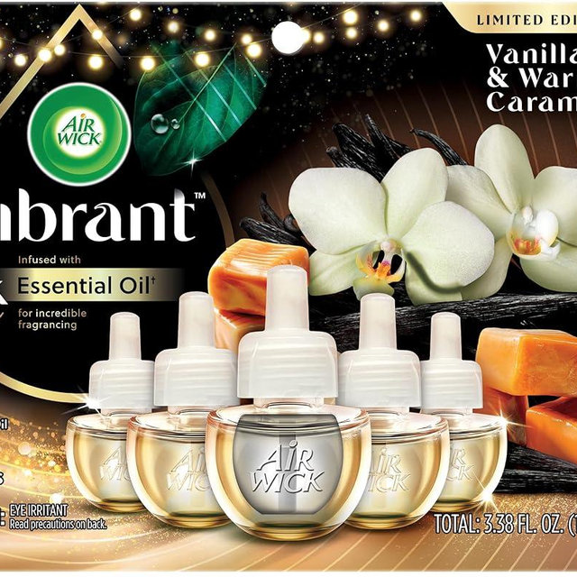 Air Wick Scented Oil - Vibrant Refill Vanilla & Warm Caramel, 5 Refills