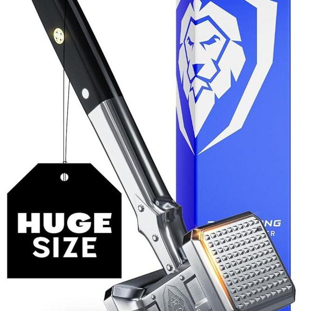 Dalstrong Meat Tenderizer Tool - NEW IMPROVED - Dual Sided, Extra-Large Meat Hammer - Premium High-Carbon Stainless Steel - Meat Mallet - Chef Pounder - Black G10 Handle