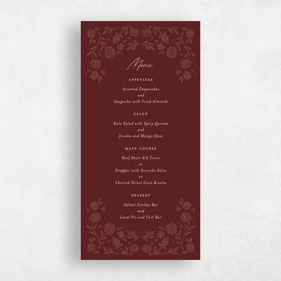 Maroon, Red Wedding Menu - Clarian