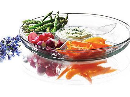 Anchor Hocking Presence 5-Section Glass Serving Platter with Deviled Egg Insert