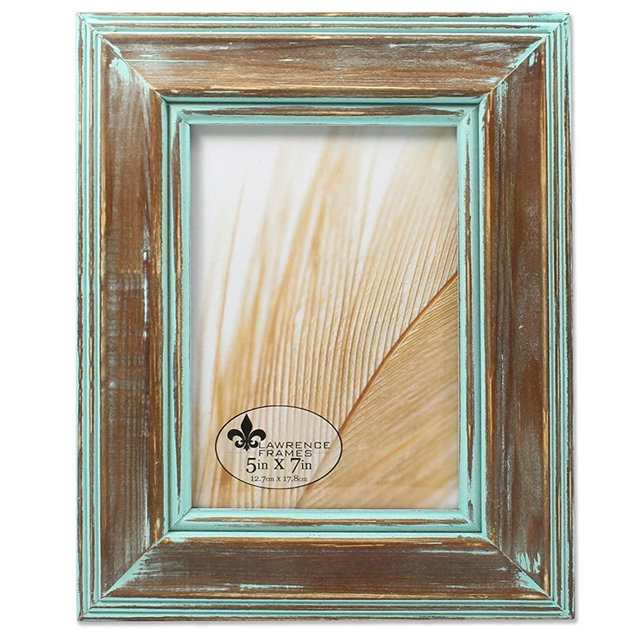 Lawrence Frames 5x7 Weathered Wood with Verdigris Wash Picture Frame