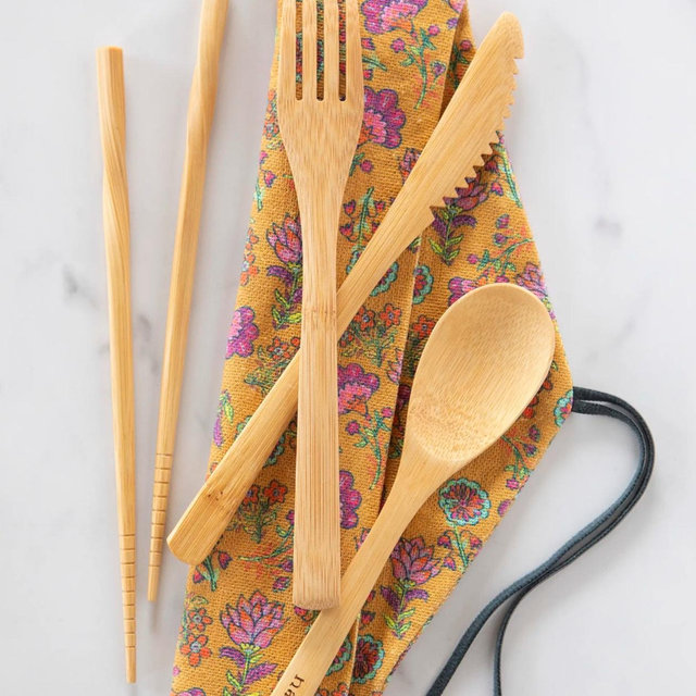 Bamboo Utensil Set - Mustard Dahlia