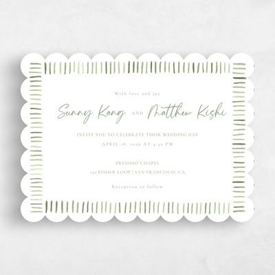 Green Scalloped Wedding Invitation - Lund Landscape