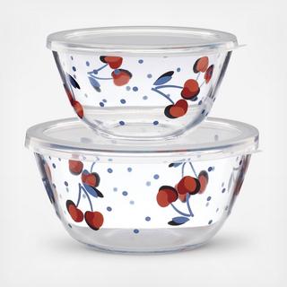 Vintage Cherry Dot Round Serve & Store, Set of 2