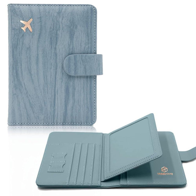 Melsbrinna Rfid Passport Holder for Travel women/Men, Cute Passport Wallet Rfid Blocking Card Slots, Rfid Passport Cover/CaseTravel Wallet, Passport Book Holder (1, Blue1)