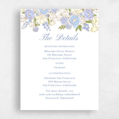 Blue Floral Wedding Enclosure - Colombe