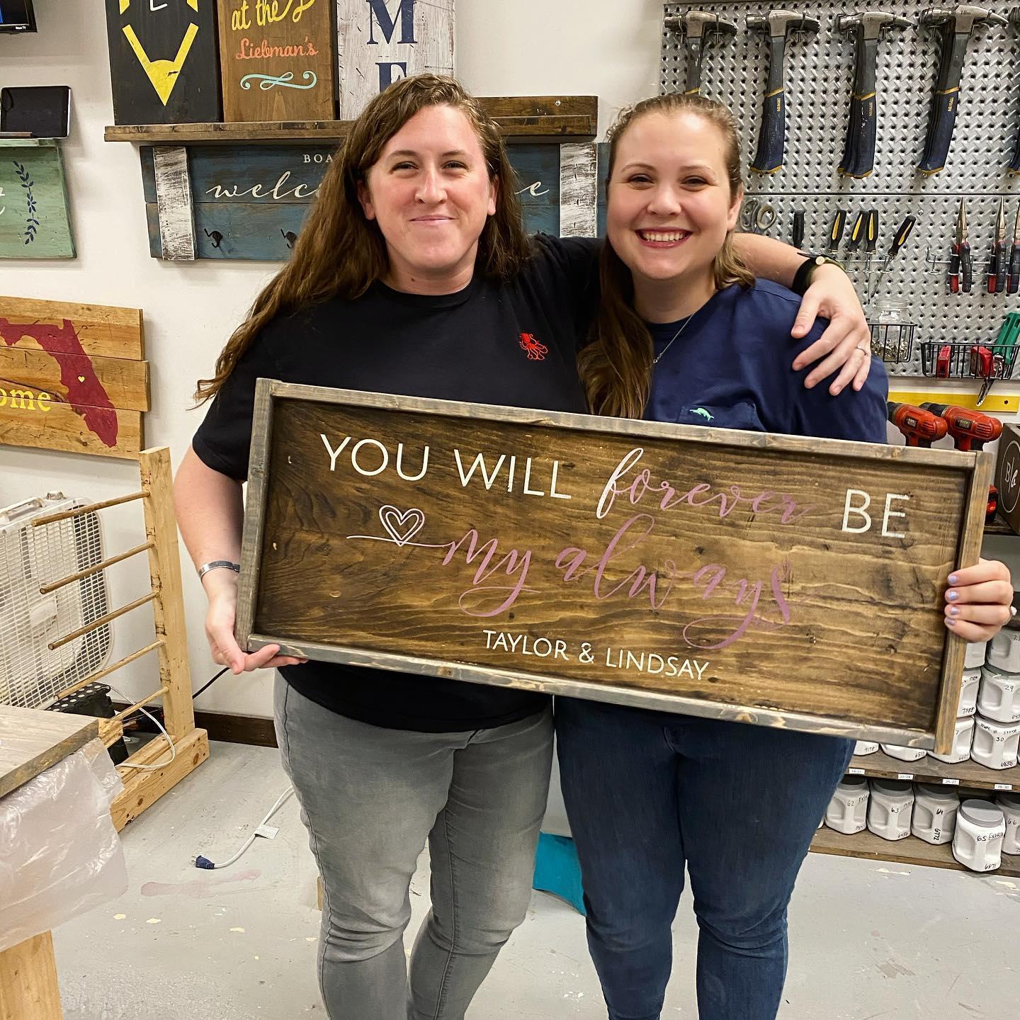 We love crafting together. This sign hangs in our living room.