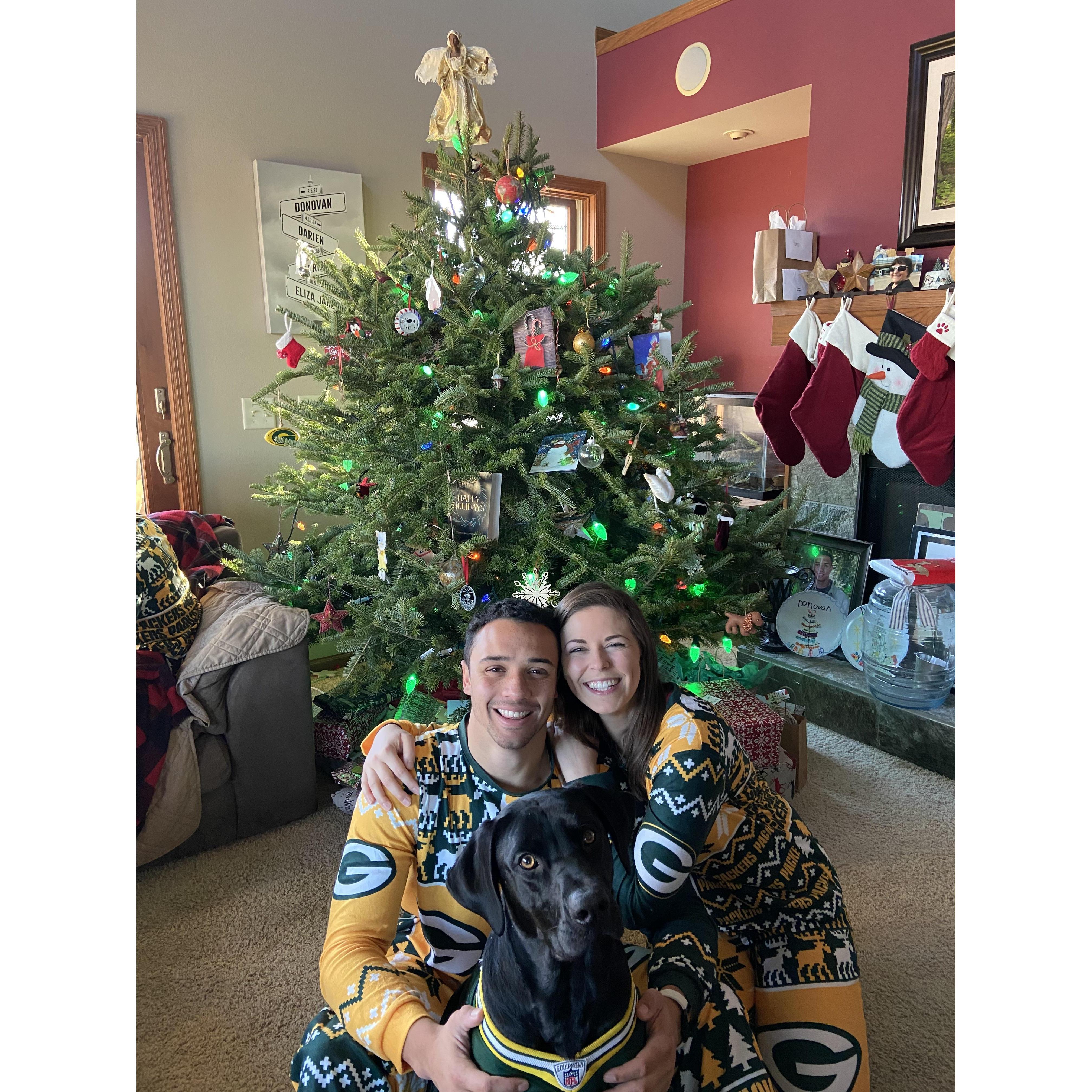 Our first Christmas together, and when Emma became a Packers fan :)