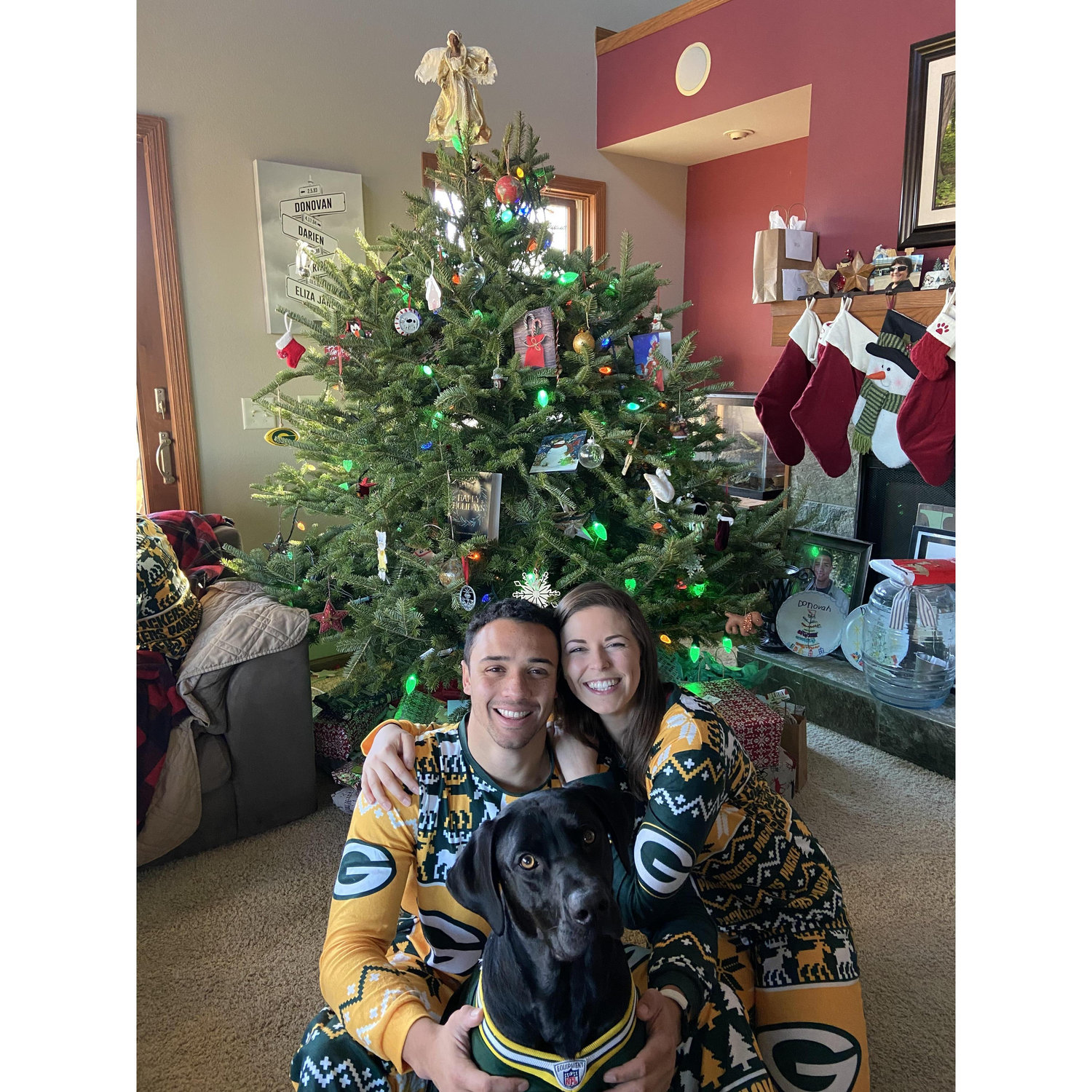 Our first Christmas together, and when Emma became a Packers fan :)