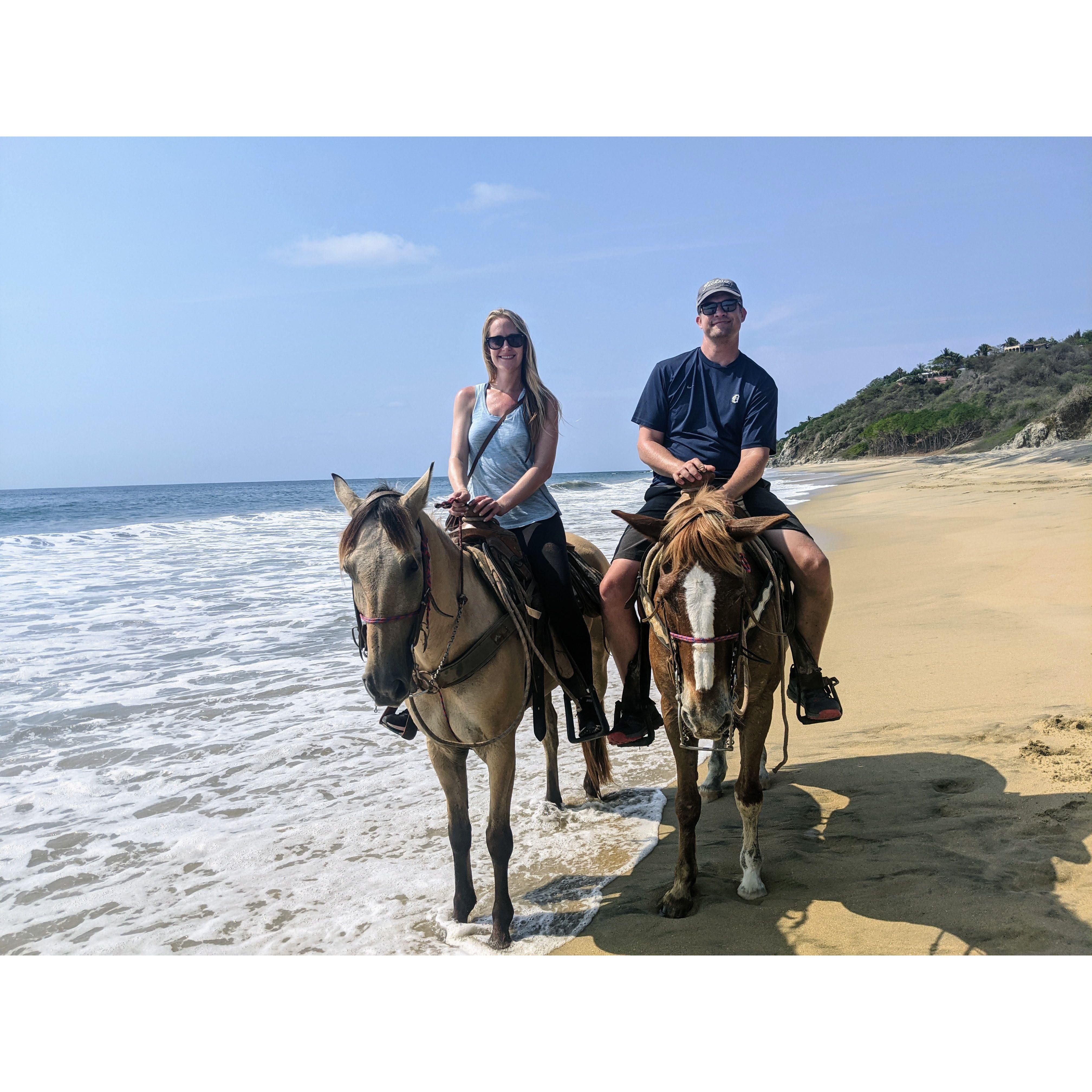 Riding in Sayulita the first time we went together in 2021