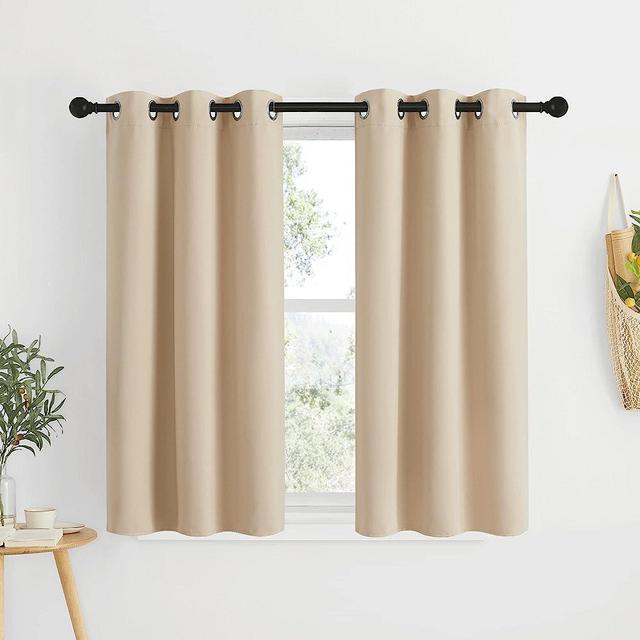 NICETOWN Room Darkening Curtain Panels for Cafe, Thermal Insulated Grommet Room Darkening Draperies/Drapes for Window (Biscotti Beige, 2 Panels, W34 x L48 -inch)