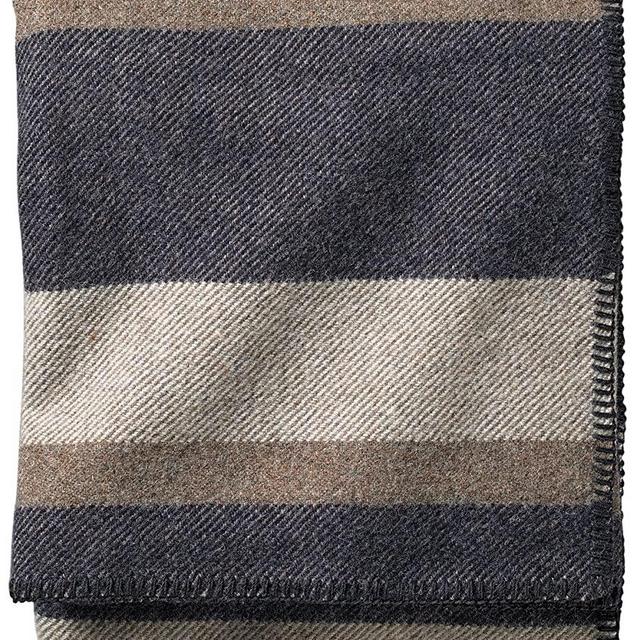 Pendleton, Eco-Wise Washable Wool Blanket, Midnight Navy Stripe, King