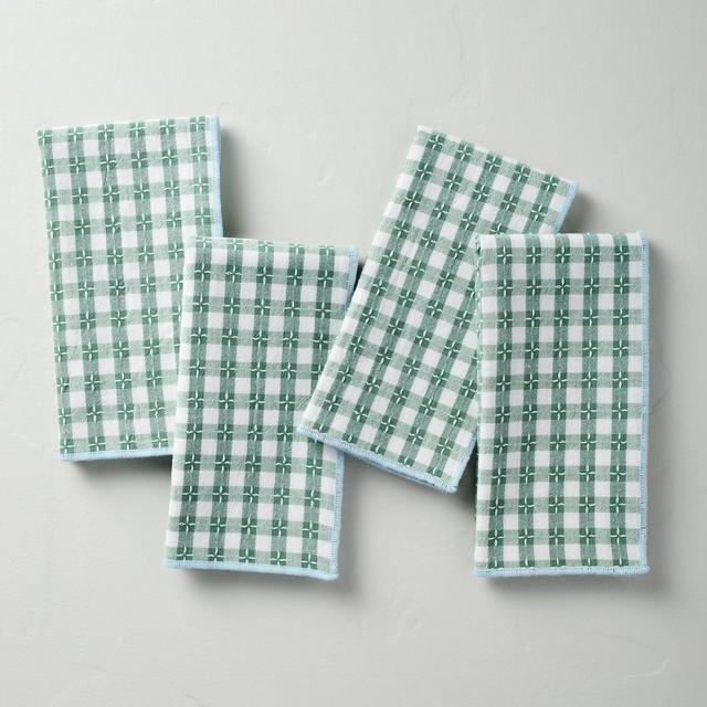 4pk Gingham Check Cloth Napkins Green - Hearth & Hand™ with Magnolia
