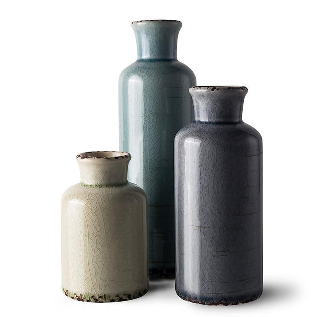 KAYLYNN Multi Color Ceramic Vase, Modern Minimalist Home Decor, Boho Flower Vase for Farmhouse Décor, Pampas Grass, Living Room, Bedroom, Dining Table Decoration (3pcs)