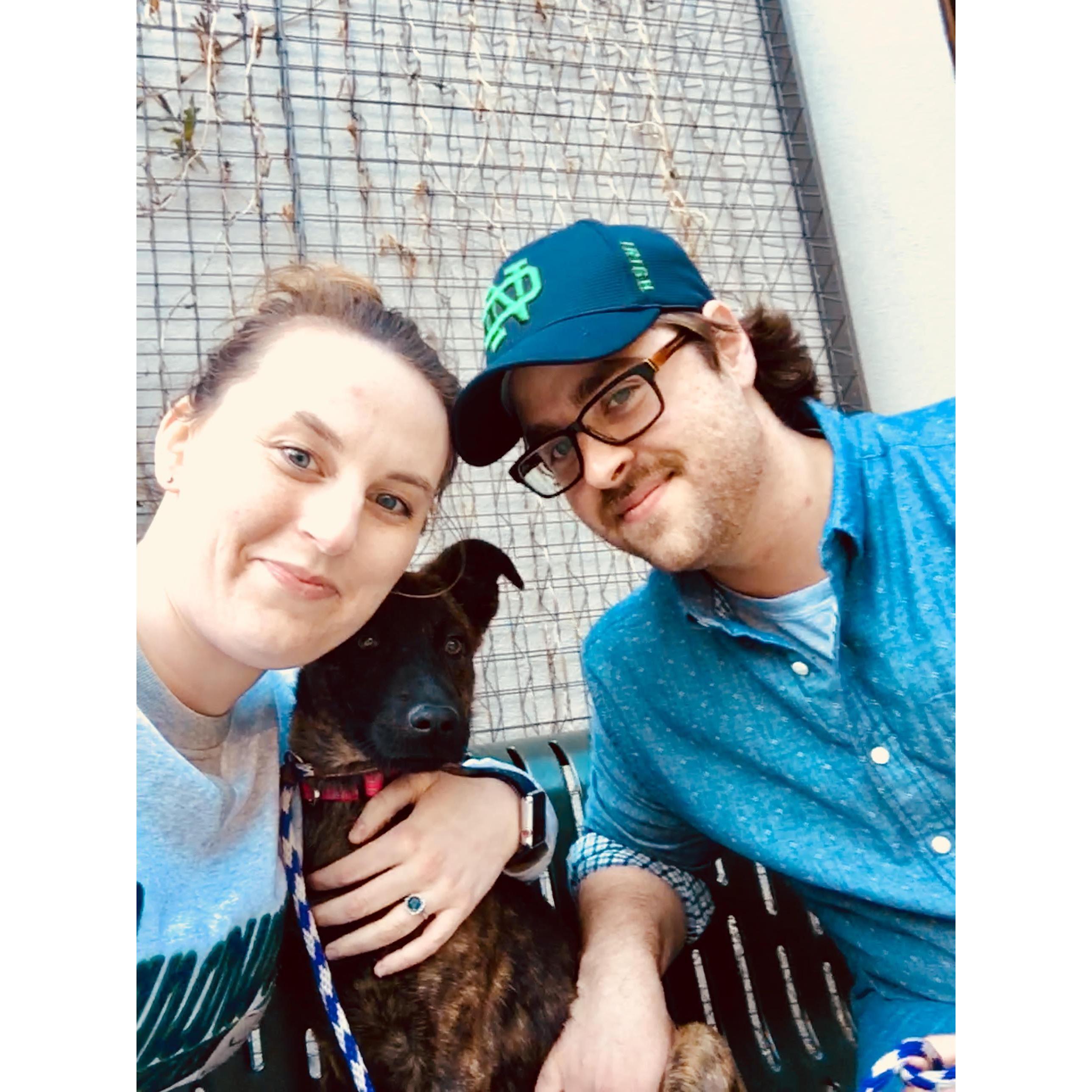 Our first photo with our daughter, Diana. We adopted her from the Anti-Cruelty Society before we even had a place that allowed dogs. As soon as we met her, we knew she was the pup for us.