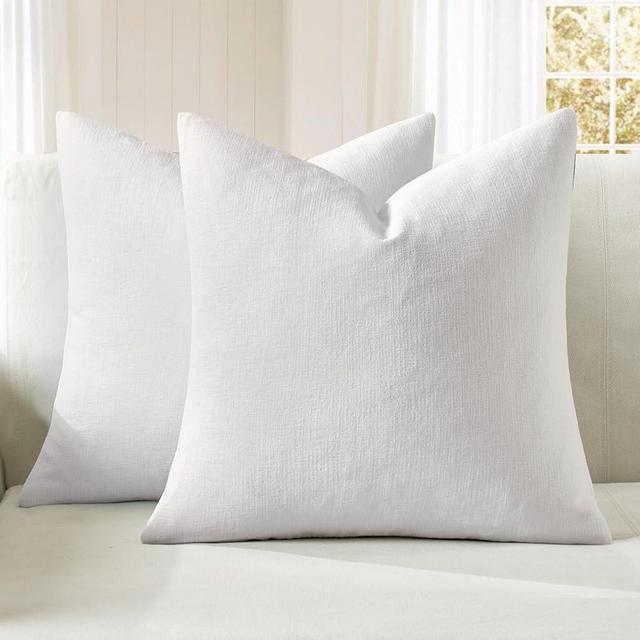 MIULEE White Couch Pillow Covers 20x20 Inch, Set of 2 Soft Chenille Decorative Throw Pillow Covers Farmhouse for Sofa Living Room Bed
