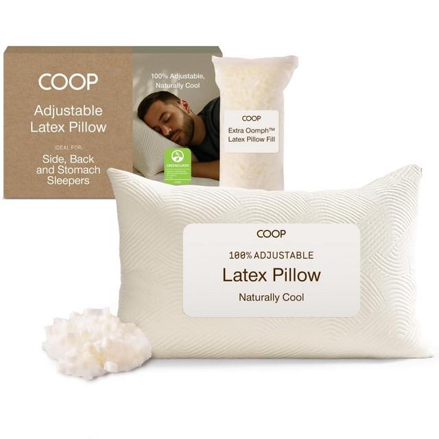 Coop Home Goods Adjustable Latex Pillow King, with Talalay Latex & Microfiber Fill, Best Pillows for Sleeping, Naturally Cooling, Eco-Friendly, Medium Firm Pillow for Back, Stomach or Side Sleepers